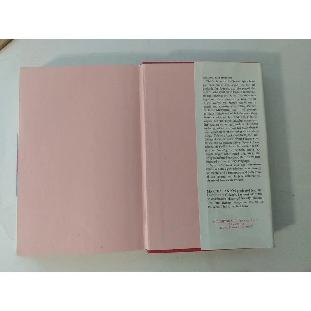 Jayne Mansfield and the American Fifties Hardcover Martha Saxton 1975 1st Ed